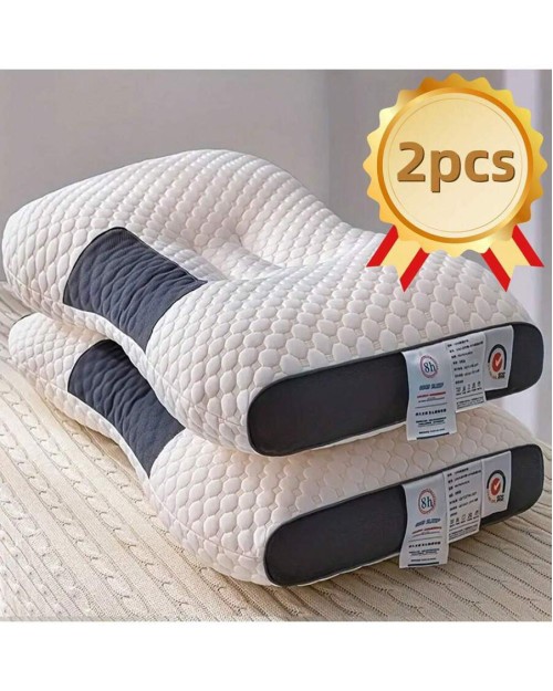 2pcs Soft Breathable Knitted Themed Pillow Neck Support Washable Reversible All Season Comfort