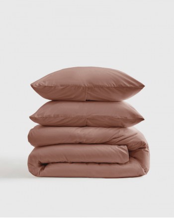 Classic Organic Percale Duvet Cover Set - Clay