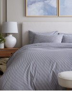 Classic Organic Percale Duvet Cover Set - Oxford Stripe