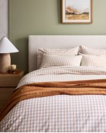 Classic Organic Percale Duvet Cover Set - Cafe Gingham