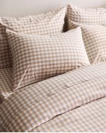 Classic Organic Percale Duvet Cover Set - Cafe Gingham