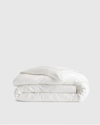 Classic Organic Percale Embroidered Duvet Cover - White/Grey