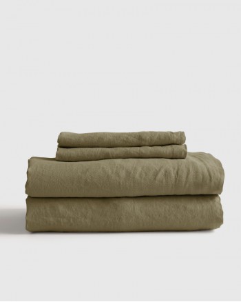 European Linen Sheet Set - Aloe