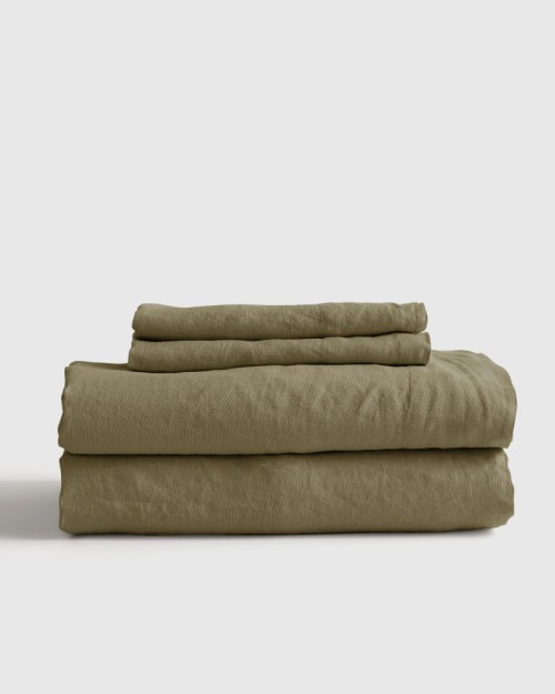 European Linen Sheet Set - Aloe