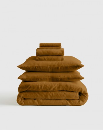 European Linen Duvet Deluxe Bundle - Tobacco