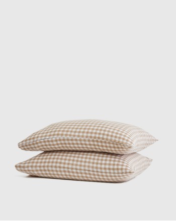 European Linen Pillowcase Set - Cafe Gingham