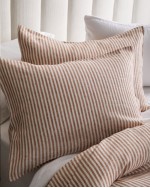 European Linen Duvet Deluxe Bundle - Terracotta/White Stripe