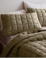 European Linen Box Quilted Sham Set - Aloe