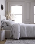 European Linen Duvet Deluxe Bundle - Grey/White Mini Pinstripe