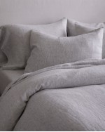 European Linen Duvet Deluxe Bundle - Grey/White Mini Pinstripe