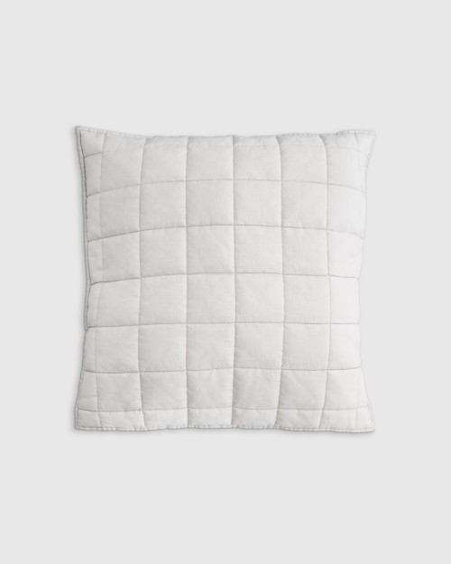 European Linen Quilted Euro Sham - White