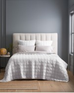 European Linen Quilted Euro Sham - White