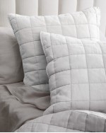 European Linen Quilted Euro Sham - White