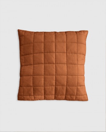 European Linen Quilted Euro Sham - Terracotta