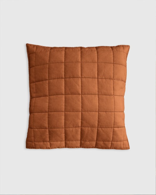 European Linen Quilted Euro Sham - Terracotta