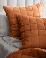 European Linen Quilted Euro Sham - Terracotta