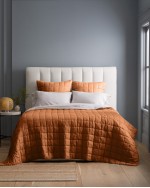 European Linen Quilted Euro Sham - Terracotta