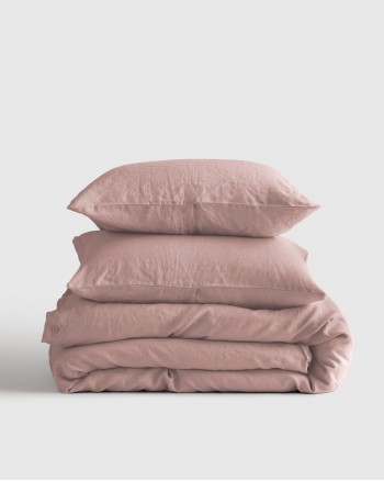 European Linen Duvet Cover Set - Dusty Mauve