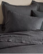 European Linen Double Flange Deluxe Bedding Bundle - Charcoal