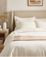 European Linen Double Flange Deluxe Bedding Bundle - Ivory