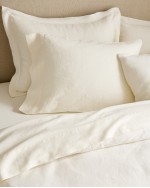 European Linen Double Flange Deluxe Bedding Bundle - Ivory