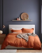 European Linen Double Flange Deluxe Bedding Bundle - Terracotta