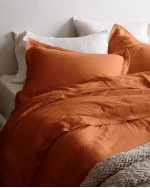 European Linen Double Flange Deluxe Bedding Bundle - Terracotta