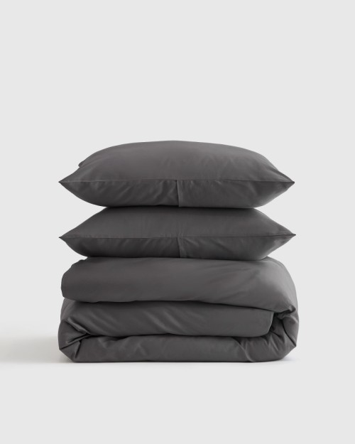 Luxury Organic Sateen Duvet Cover Set - Charcoal