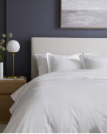 Luxury Organic Sateen Embroidered Duvet Cover - White