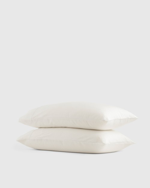 Luxury Organic Sateen Embroidered Pillowcase Set - White