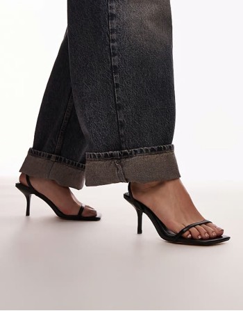 Fina barely there mid heeled sandals in black