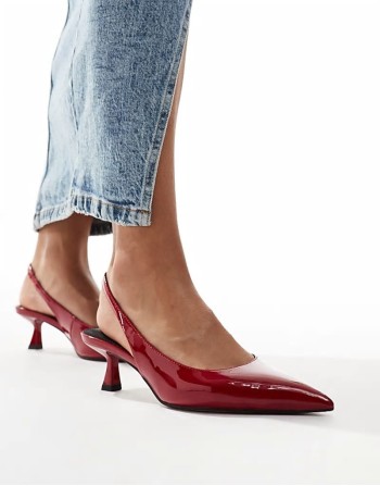 Stroll slingback mid heeled shoes in red