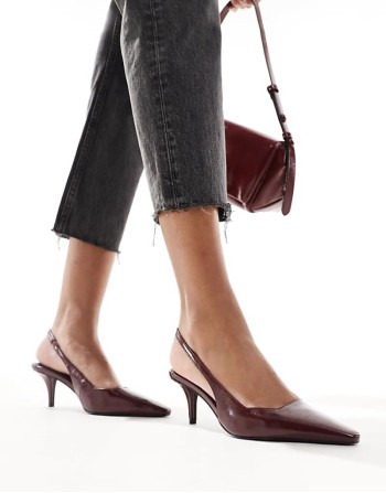 Shake slingback kitten heels in burgundy