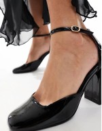 Levante block heeled sandal in PU black