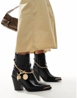 Phenix Western Heeled Ankle Boot in Black