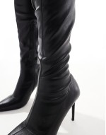 Wide Fit Kathryn high-heeled over the knee boots in black pu
