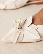 Livia point-toe flower slingback ballets in off-white