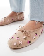 Joselie ballet flats with floral embroidery in mesh