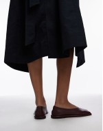 Charlotte leather square toe unlined flat shoes in burgundy