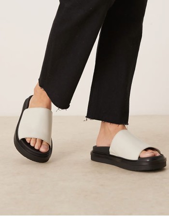 slider sandals in white