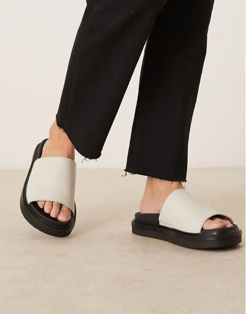 slider sandals in white