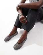 Loki crystal embellished mesh ballet in black