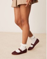 Lou mary jane ballets in burgundy textile