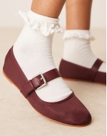 Lou mary jane ballets in burgundy textile