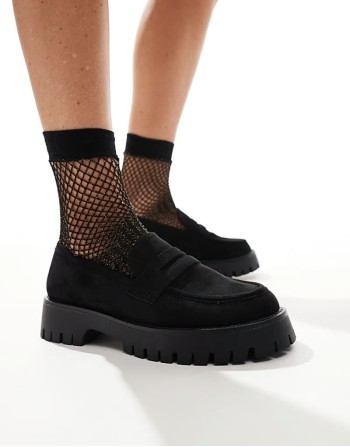chunky penny loafers in black