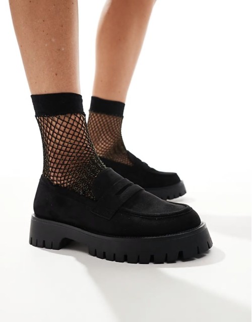 chunky penny loafers in black