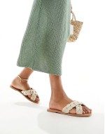 Freya plaited cross-strap flat sandals in natural