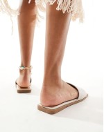 Fig square toe flat sandals in off white