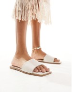 Fig square toe flat sandals in off white