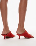 Ilya suede open square toe mule in red